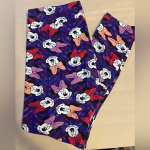 LuLaRoe Purple and Red Minnie Mouse Character Leggings TC
